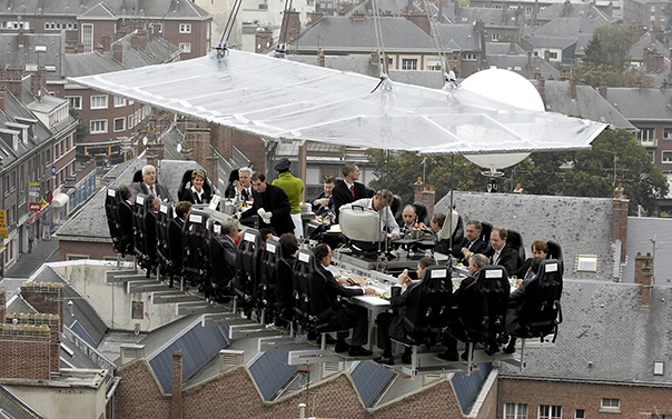 guests dining in a daring venue