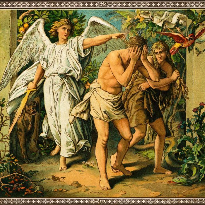 Adam and Eve are expelled from the Garden of Eden