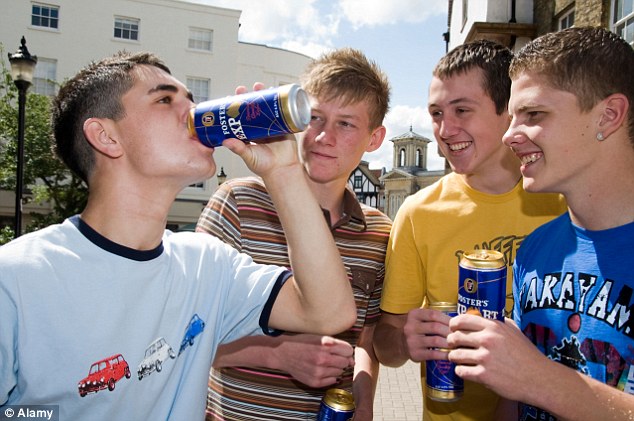 Teenagers chugging beer
